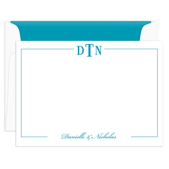 Monogram with Script Name Flat Note Cards